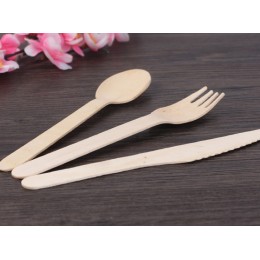 一次性環保降解木製外賣餐具刀叉勺 木製匙羹 木勺 木叉 木刀 (散裝)