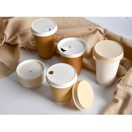 環保一次性防漏紙質奶茶咖啡杯百搭蓋子 8oz/12oz 替代熱飲杯塑料蓋