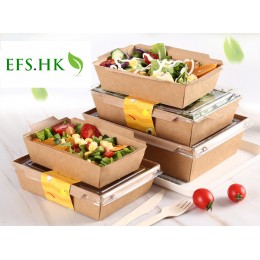 Eco-Friendly Transparent Lid Kraft Paper Box Salad Box Sushi Square Bento