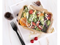 Eco-Friendly Transparent Lid Kraft Paper Box Salad Box Sushi Square Bento