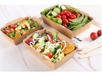 Eco-Friendly Transparent Lid Kraft Paper Box Salad Box Sushi Square Bento