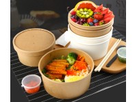 環保牛皮紙圓碗配牛皮紙蓋