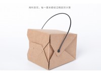 Eco-friendly Portable Kraft Paper Fast Food Box Fast Food Lunch Box Spaghetti Fried Rice Takeaway Packaging Box (Need To Be Folded) 