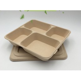 四格紙外賣餐盒 環保四格紙漿外賣餐盒 可降解麥秸餐盒