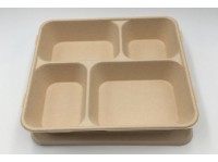 四格紙外賣餐盒 環保四格紙漿外賣餐盒 可降解麥秸餐盒