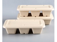 環保可降解秸稈紙漿盒外賣分格餐盒900ml 三格盒